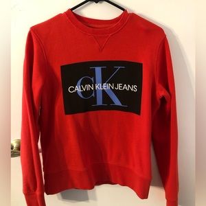 Calvin Klein red logo pullover sweater